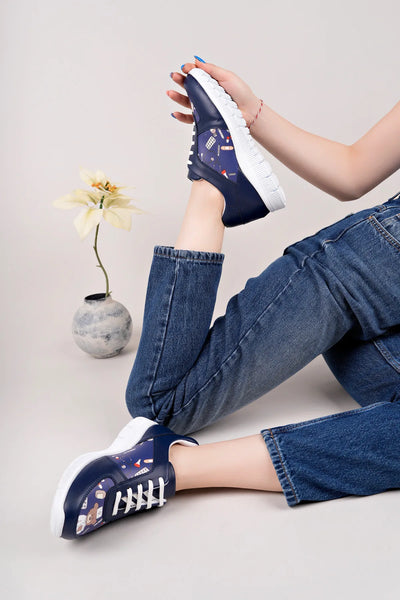 Women's orthopedic medical sneakers, blue, Teddy Bear model