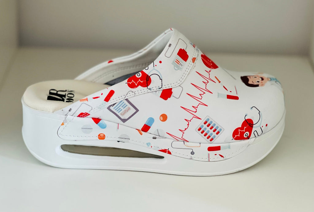 Saboti Medicali Ortopedici, Alb cu Imprimeu, Femei - Model Airmax Alive