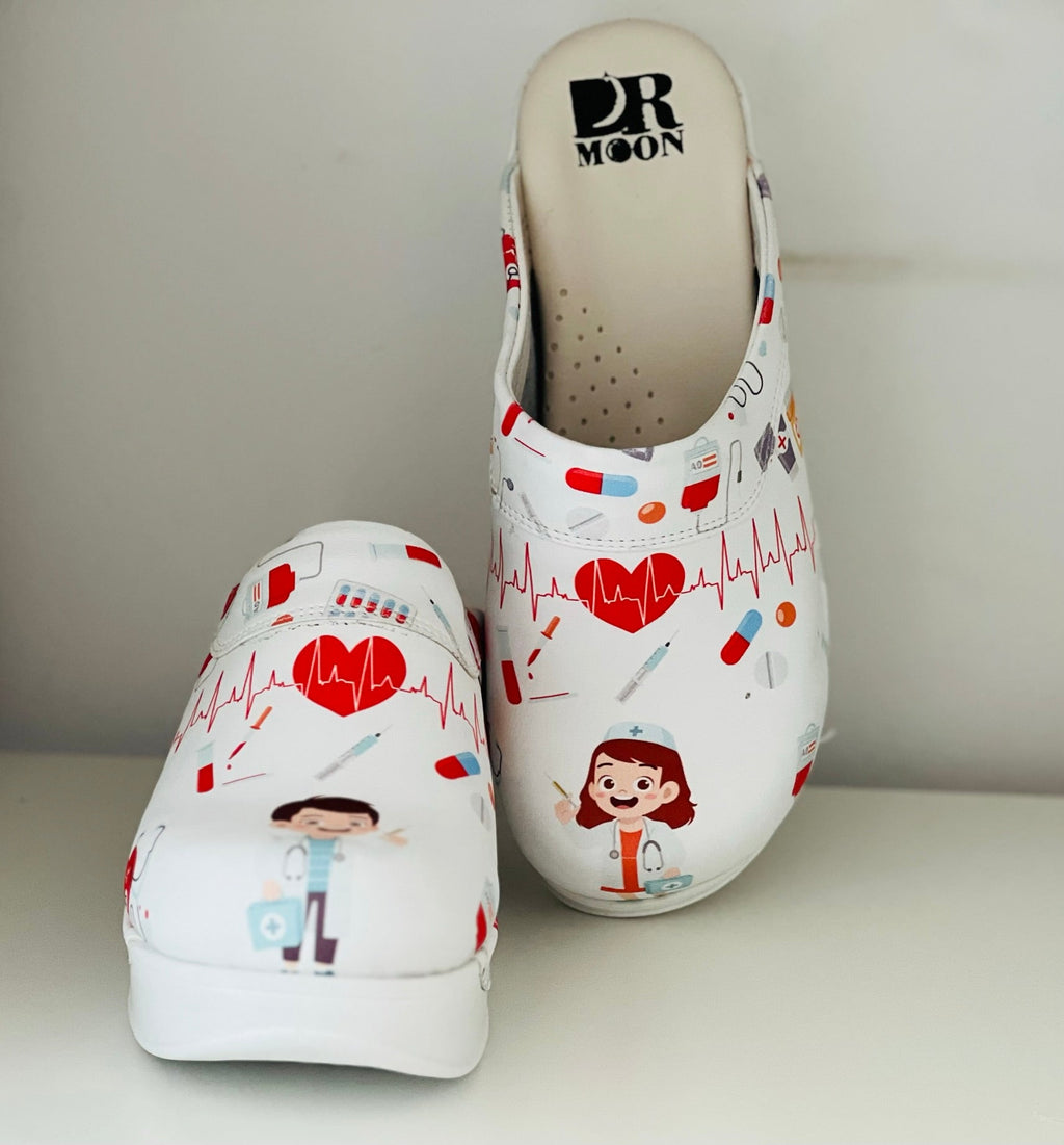 Saboti Medicali Ortopedici, Alb cu Imprimeu, Femei - Model Airmax Alive