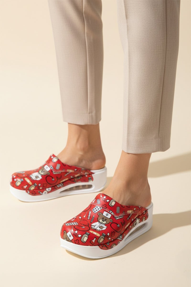 Saboti Medicali Ortopedici, Rosu cu Imprimeu, Femei - Model Airmax Teddy Bear Imagine principală a produsului
