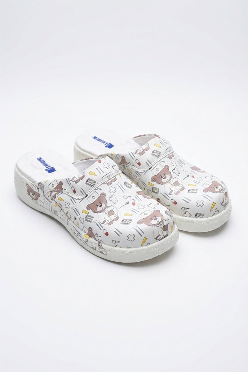 Saboti medicali, culoare gri, cu imprimeu, femei - Model confort Teddy Grey Imagine secundară a produsului