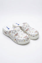 Saboti medicali, culoare gri, cu imprimeu, femei - Model confort Teddy Grey