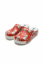 Saboti medicali, culoare rosie, cu imprimeu, femei - Model confort Teddy Red