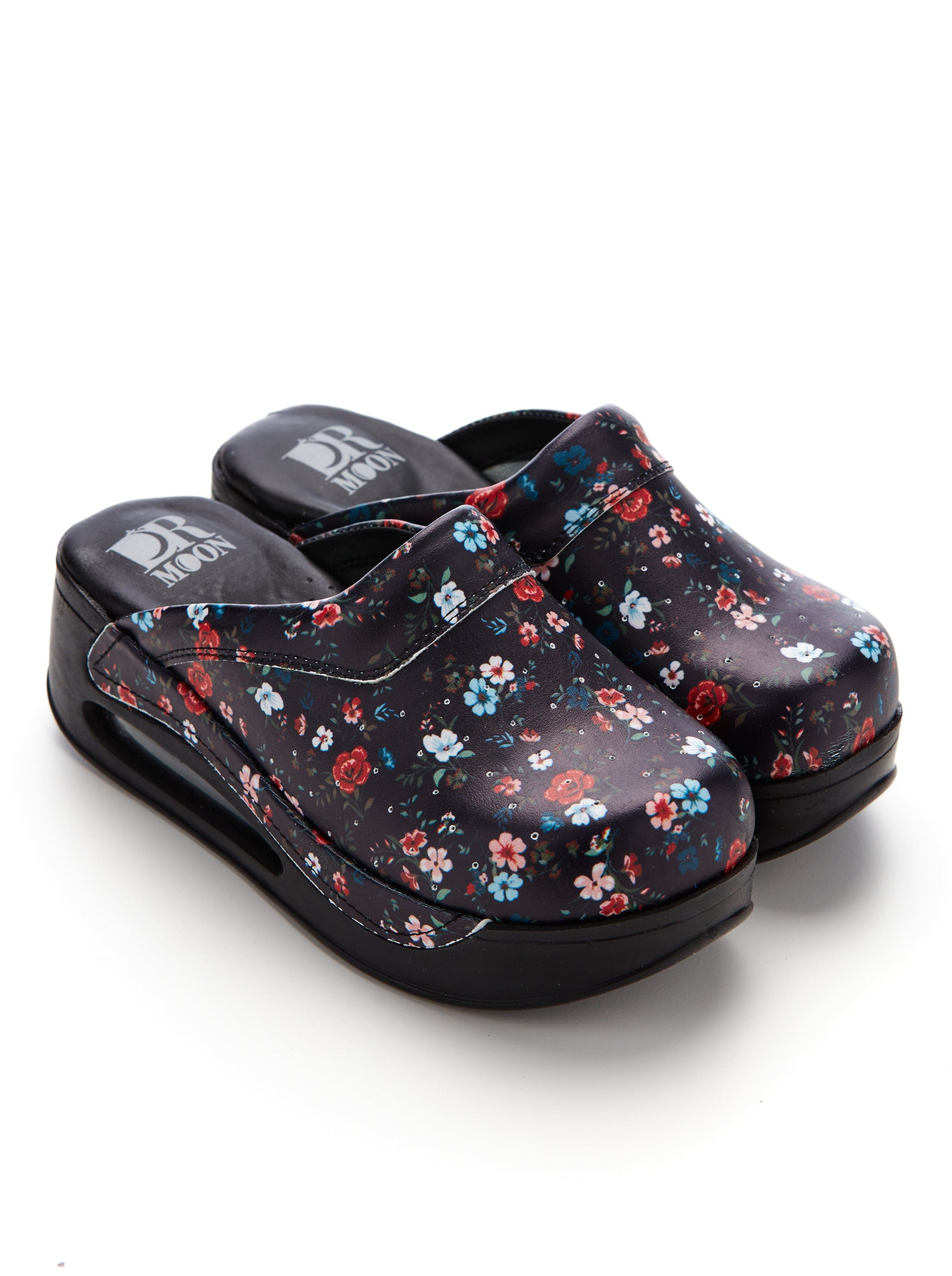 Saboti Medicali Ortopedici, Negru cu Imprimeu, Femei - Model Airmax Floral (Flowers)