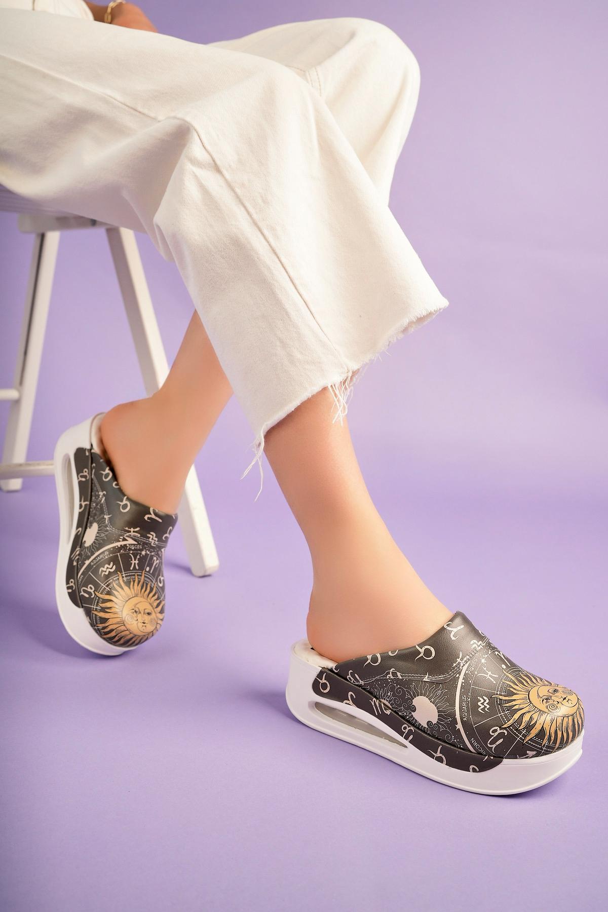 Saboti Medicali Ortopedici, Negri cu Imprimeu, Femei - Model Airmax Astrology