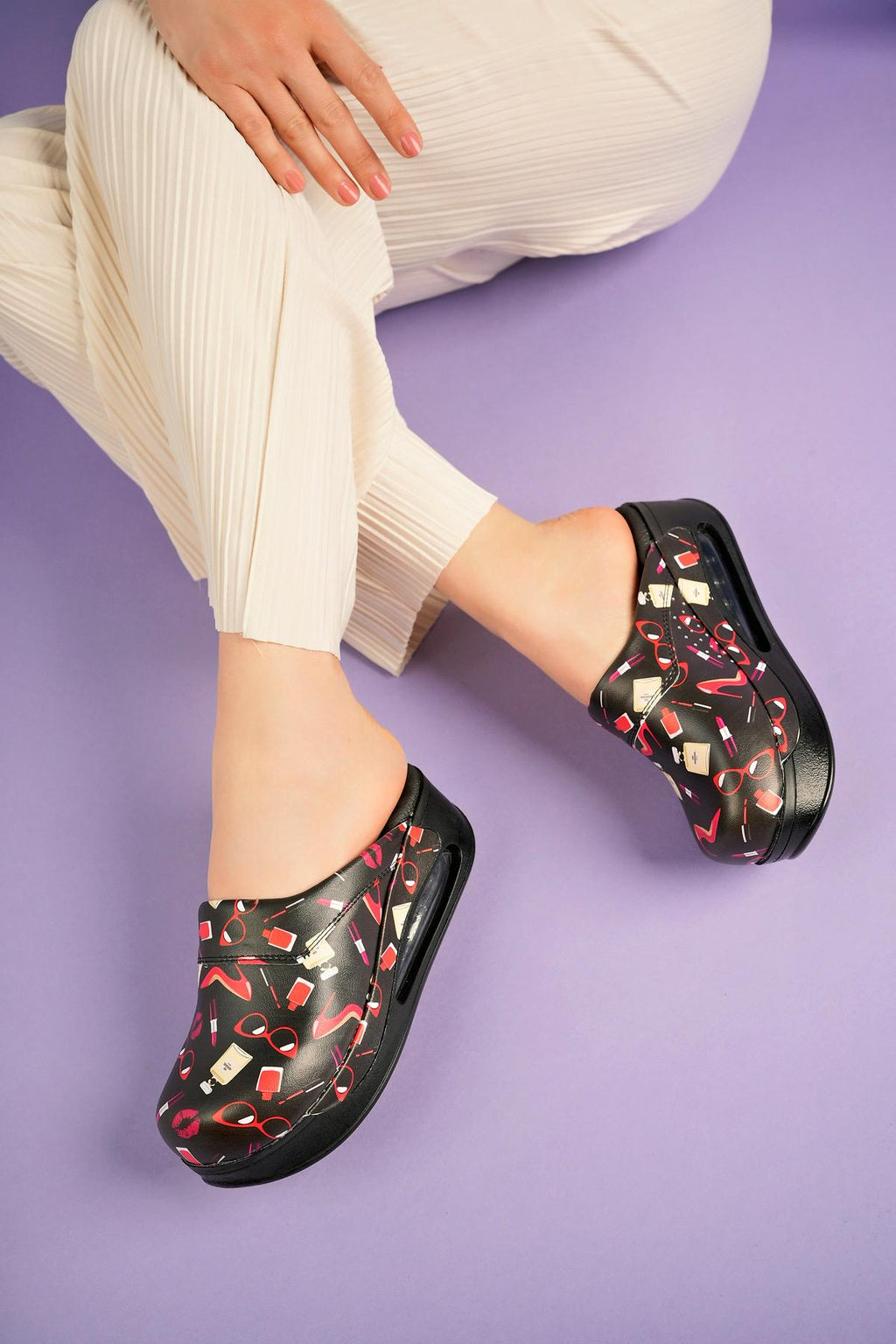 Saboti Medicali Ortopedici, Negri cu Imprimeu, Femei - Model Airmax Beauty